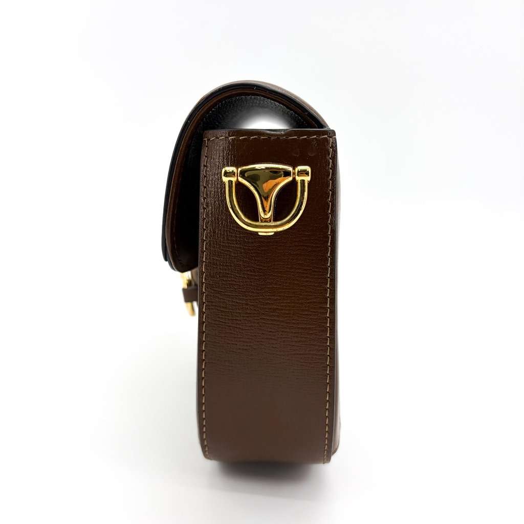 Gucci Horsebit 1955 Mini Shoulder Bag Beige Ebony GG Supreme Brown Beige Canvas Very good - Model View