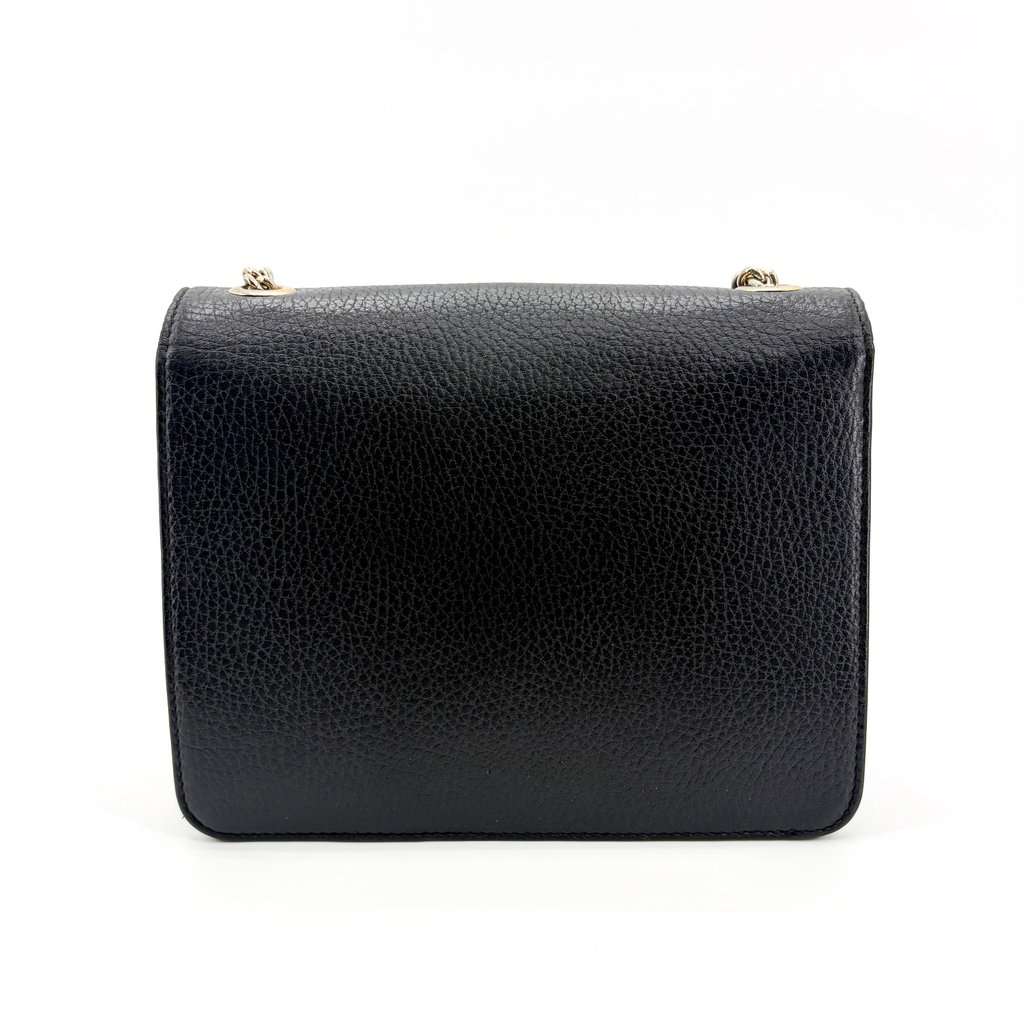 Gucci Interlocking G Small Chain Shoulder Bag Black Black Leather Good - Inside View