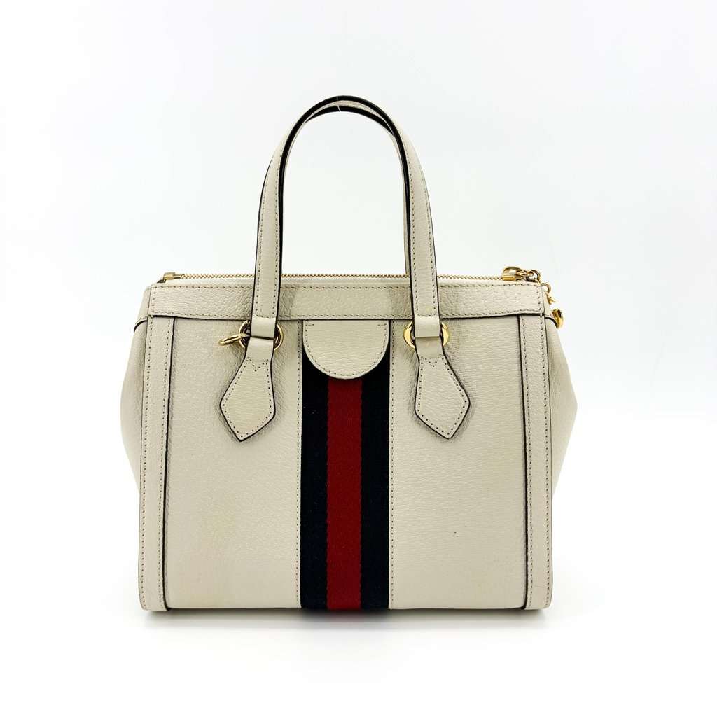 Gucci Ophidia Small Top Handle Bag White Leather Gold Leather Good - Inside View