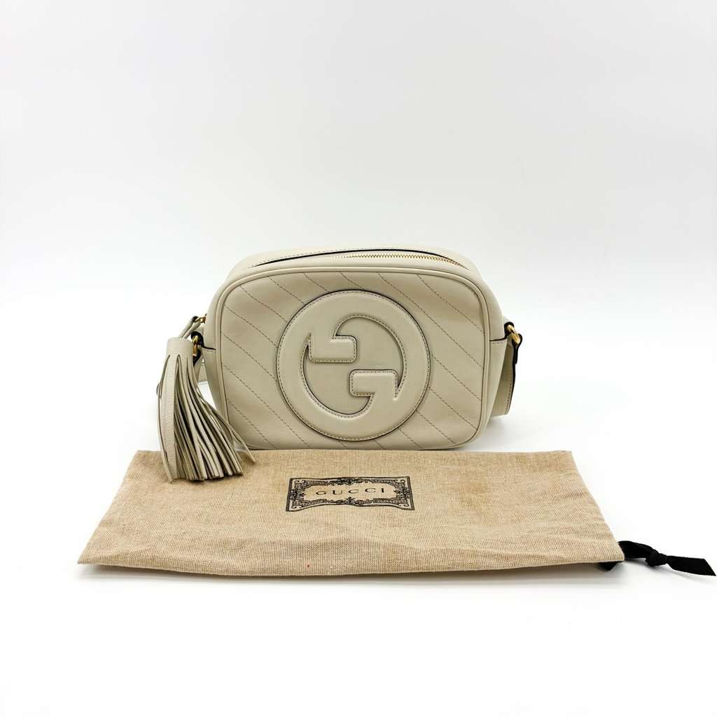 Gucci Soho Chevron Leather Disco Bag Ivory MultiColor Leather Good - Back View