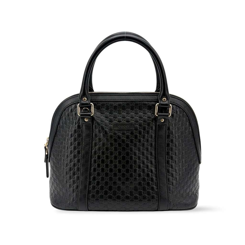 Gucci Microguccissima Medium Dome Handbag Black Black Leather Good - Front View