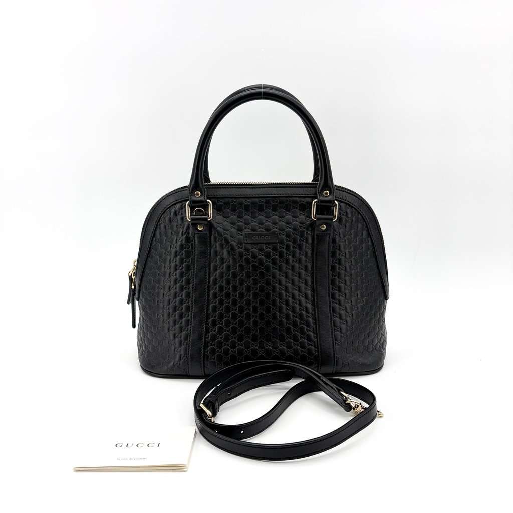 Gucci Microguccissima Medium Dome Handbag Black Black Leather Good - Back View
