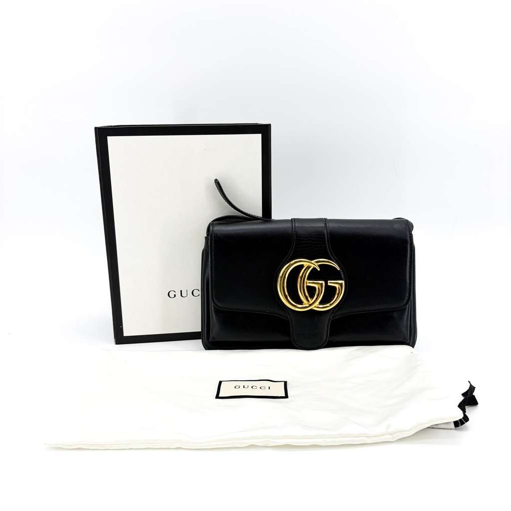 Gucci Blondie Small Shoulder Bag Black with Gold Hardware Black Leather Good - Back View
