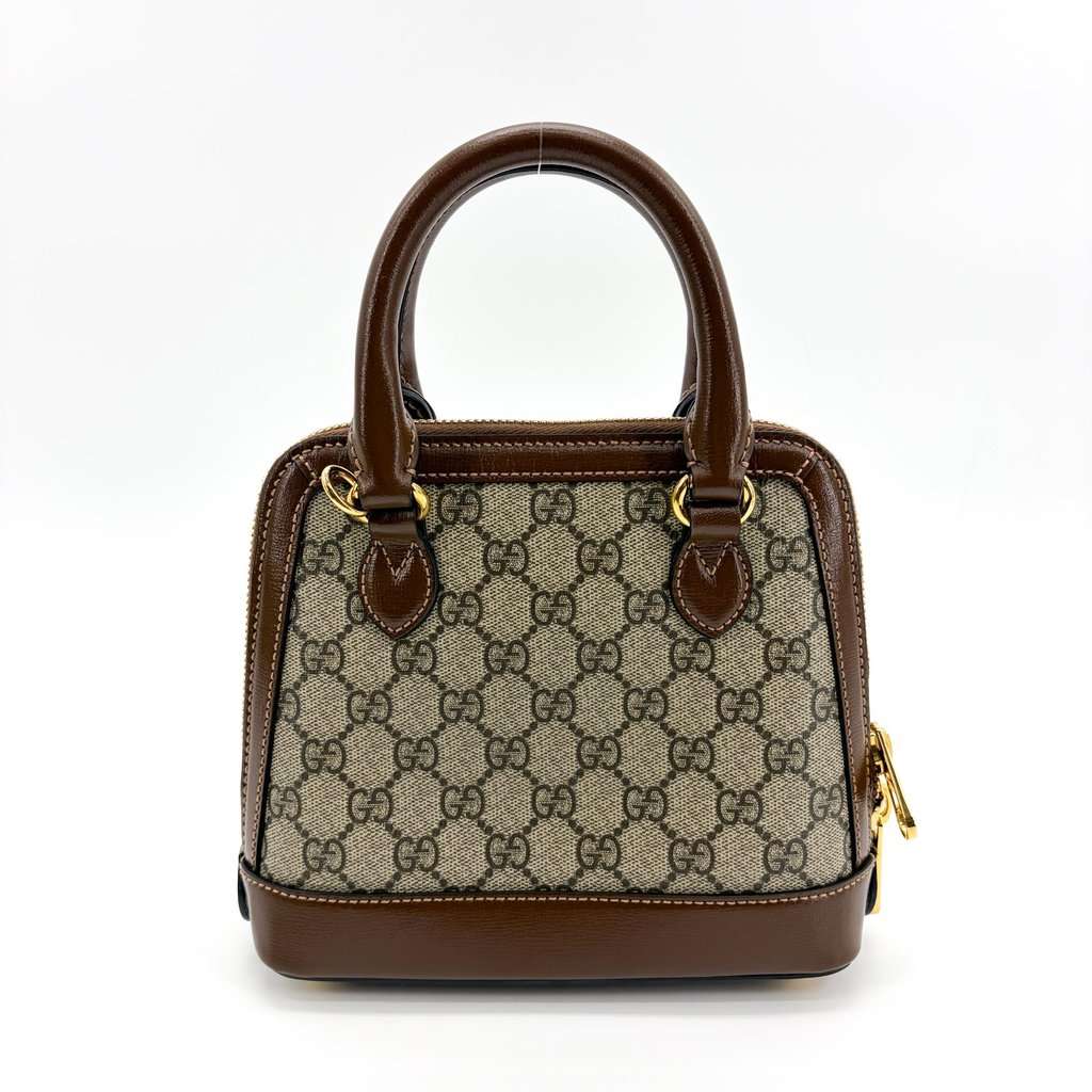 Gucci Horsebit 1955 Mini Top Handle Bag Brown Beige Canvas Very good - Inside View