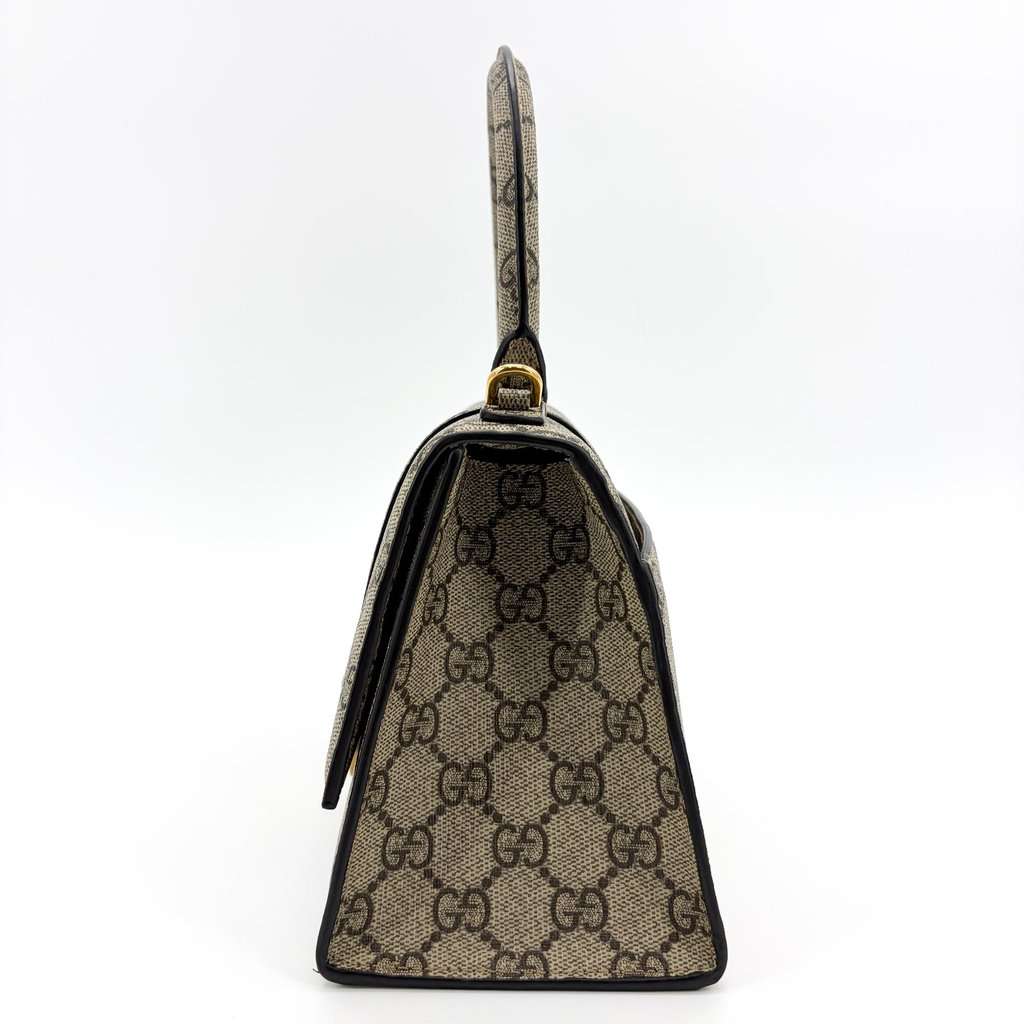 Gucci Balenciaga x Gucci The Hacker Project Hourglass Small Handbag Beige Ebony Beige Canvas Very good - Model View