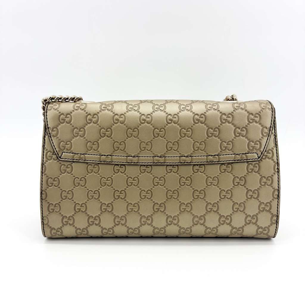 Gucci Emily Guccisima Chain Shoulder Bag Gold Gold Leather Very good - Inside View