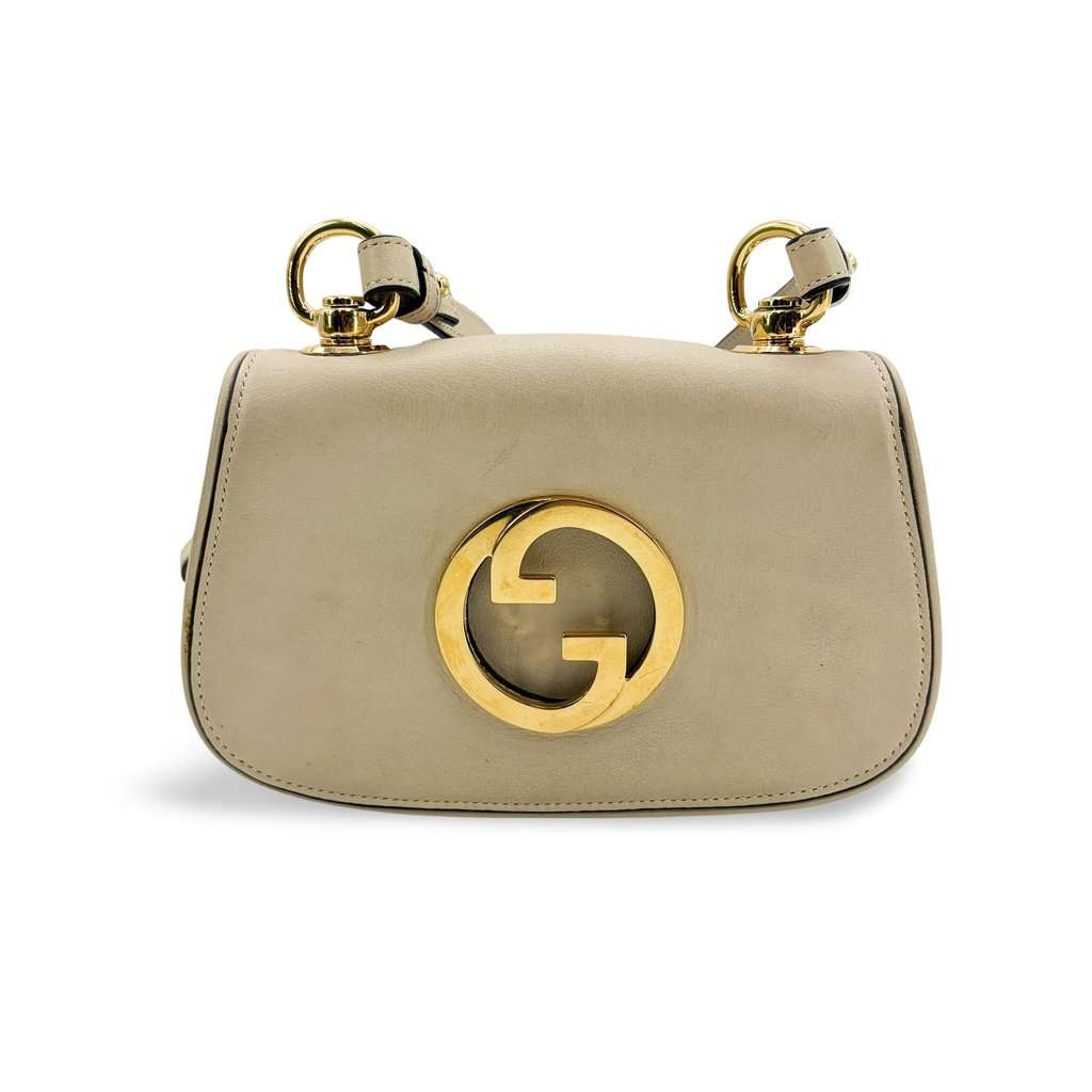 Gucci Blondie Small Shoulder Bag Beige Beige Leather Fair - Front View