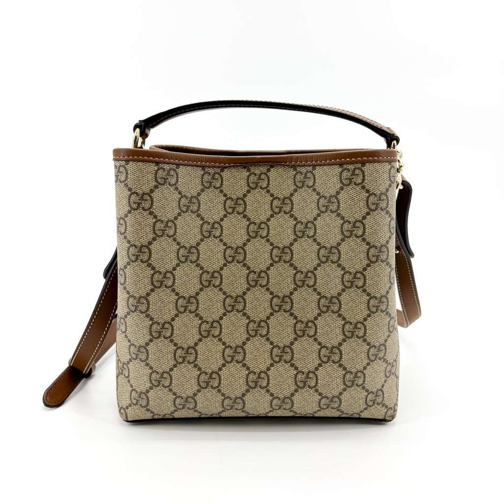 Gucci Ophidia GG Small Bucket Bag Brown Beige Canvas Good - Back View