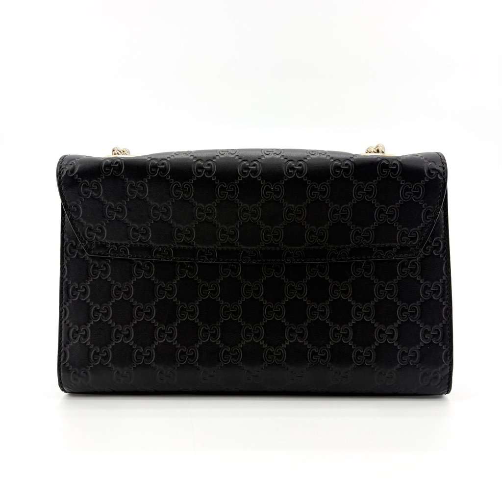 Gucci Guccisima Leather Horsebit Tassel Shoulder Bag Black Black Leather Good - Back View