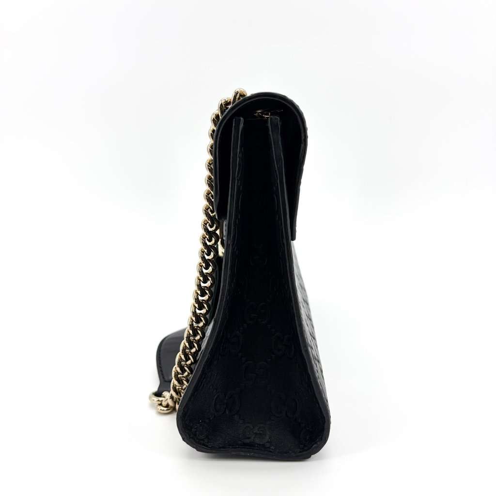 Gucci Guccisima Leather Horsebit Tassel Shoulder Bag Black Black Leather Good - Inside View