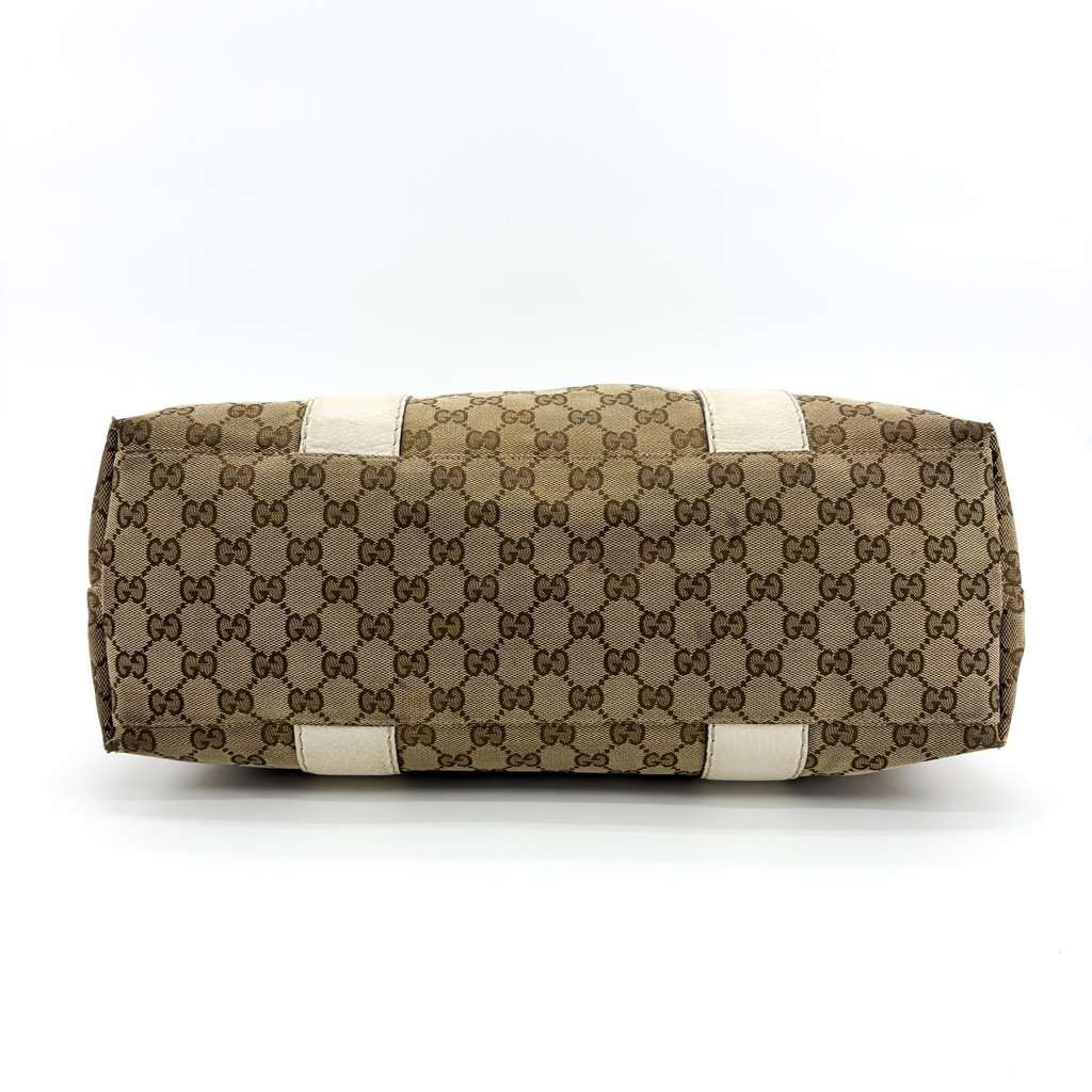Gucci GG Canvas Bamboo Tote Bag White Beige Canvas Fair - Box View