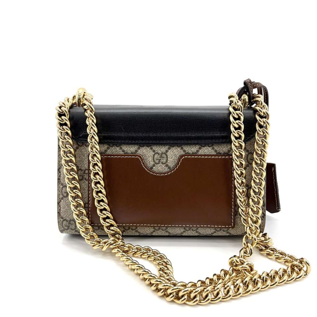 Gucci Padlock GG Small Shoulder Bag Black Beige Canvas Good - Inside View
