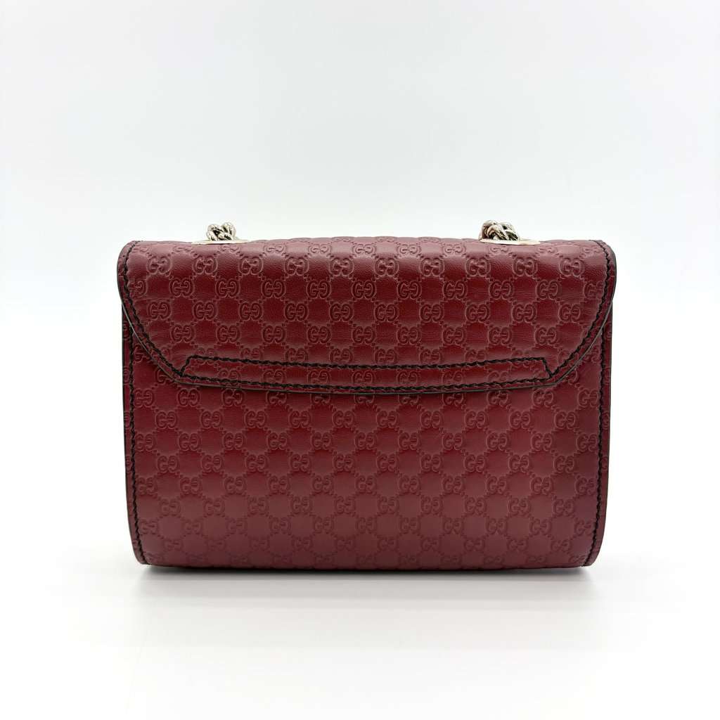 Gucci Microguccissima Emily Mini Chain Shoulder Bag Burgundy Leather Good - Inside View