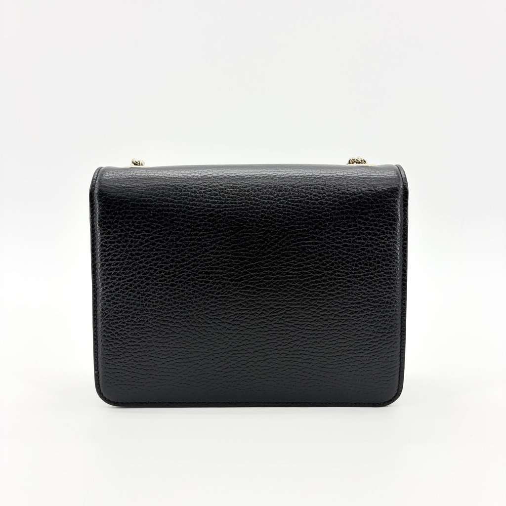 Gucci Interlocking G Small Shoulder Bag Black Black Leather Good - Back View