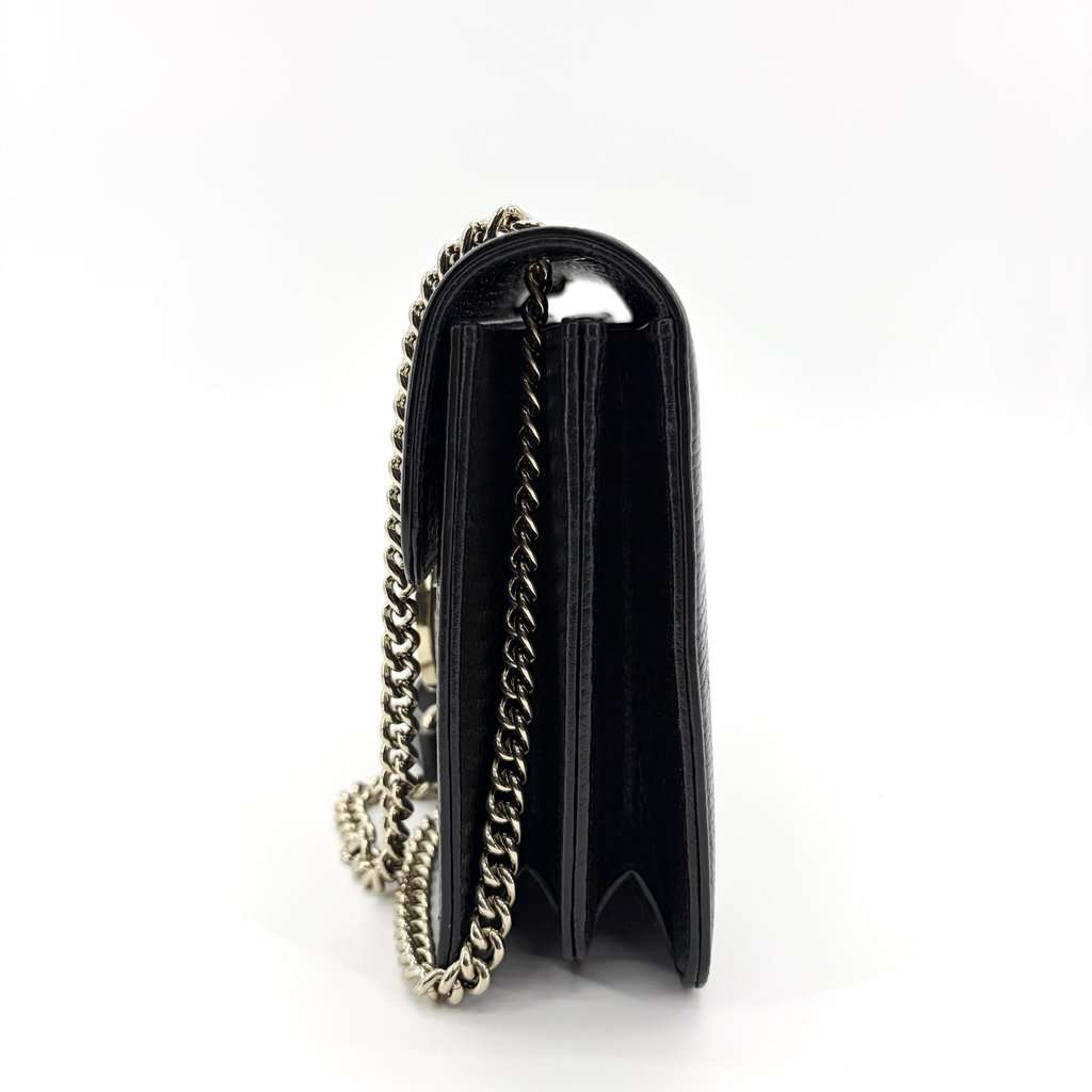 Gucci Interlocking G Small Shoulder Bag Black Black Leather Good - Inside View
