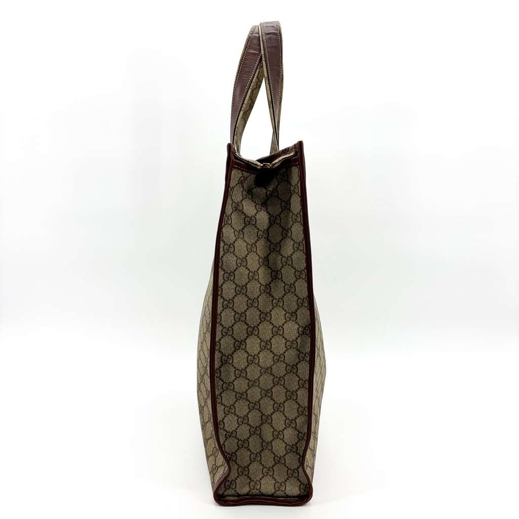 Gucci GG Supreme Web Vintage Tote Bag Brown Beige Canvas Fair - Model View