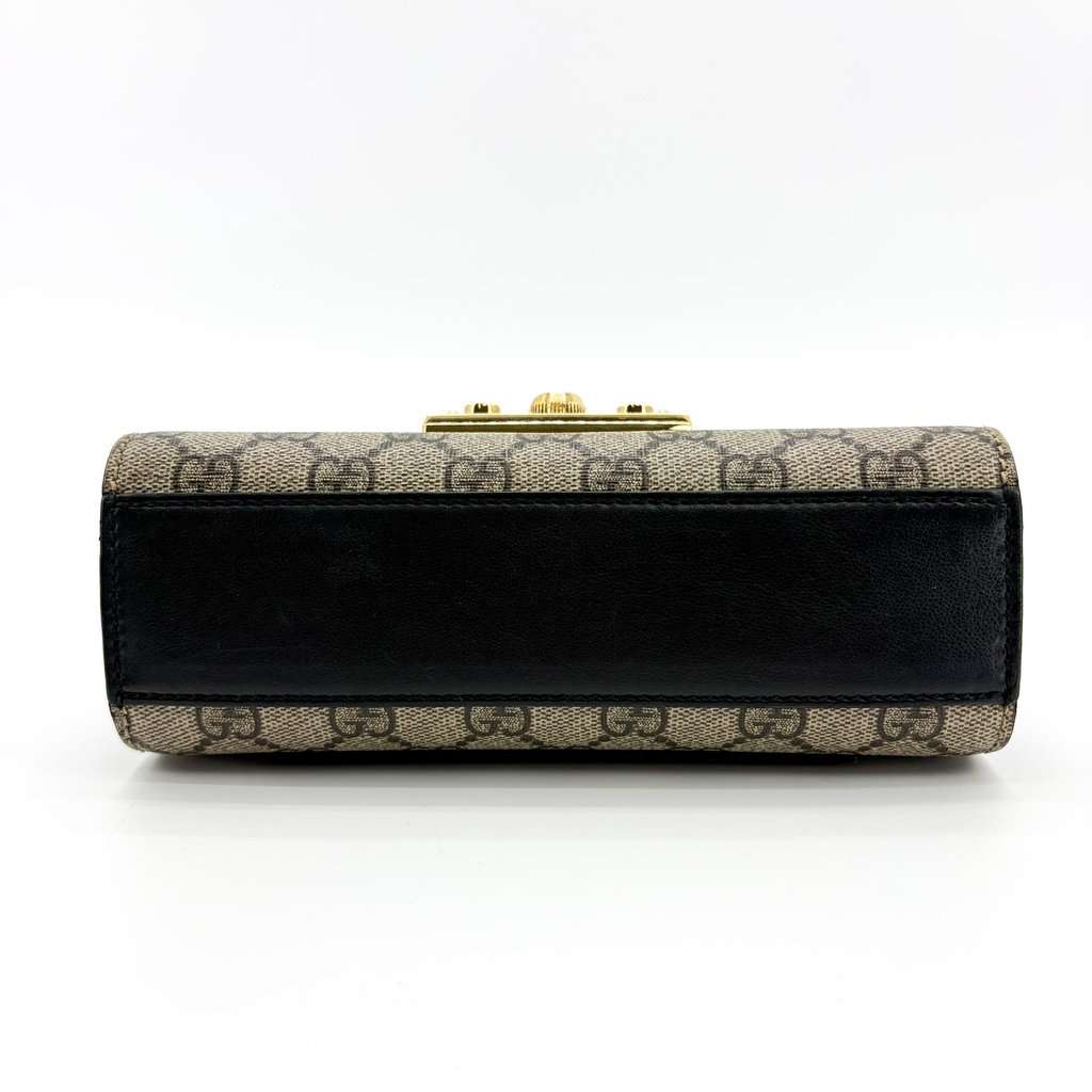 Gucci Padlock Small GG Supreme Shoulder Bag Black Beige Canvas Very good - Box View