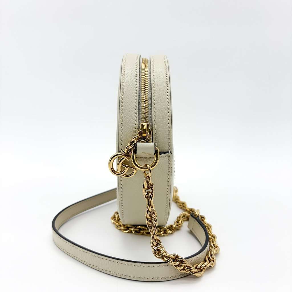 Gucci Ophidia Round Mini Shoulder Bag White Gold Leather Good - Box View