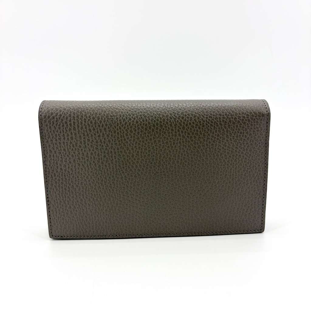 Gucci Interlocking G Chain Shoulder Bag Dark Gray Gold Leather Fair - Inside View