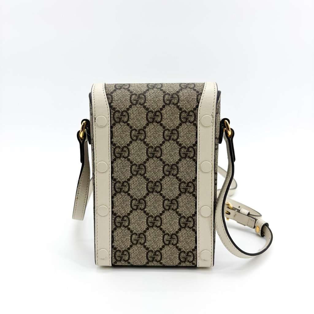Gucci Horsebit 1955 Mini Bag GG Supreme White Beige Canvas Good - Inside View