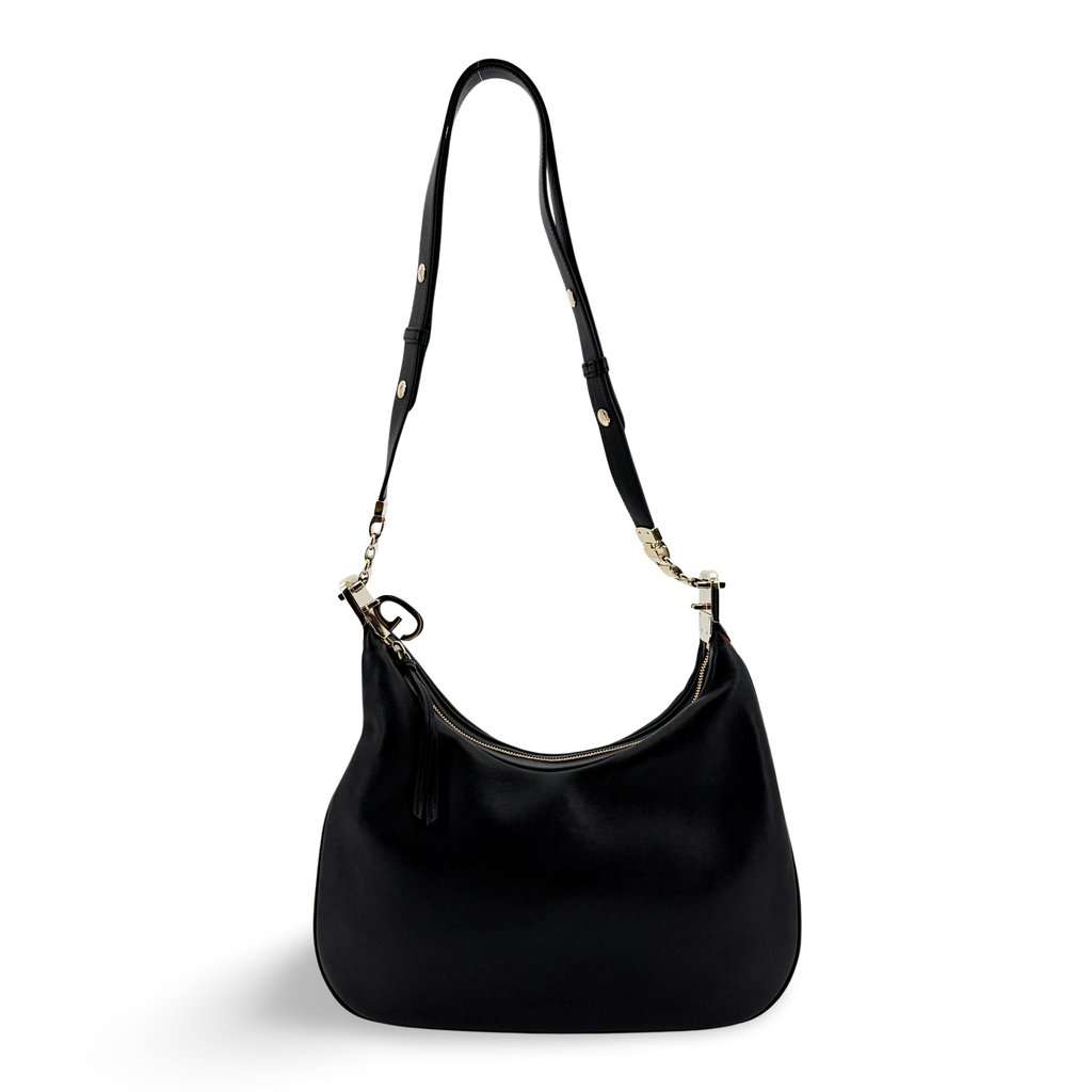 Gucci Attache Black Shoulder Bag Black Leather Good - Front View