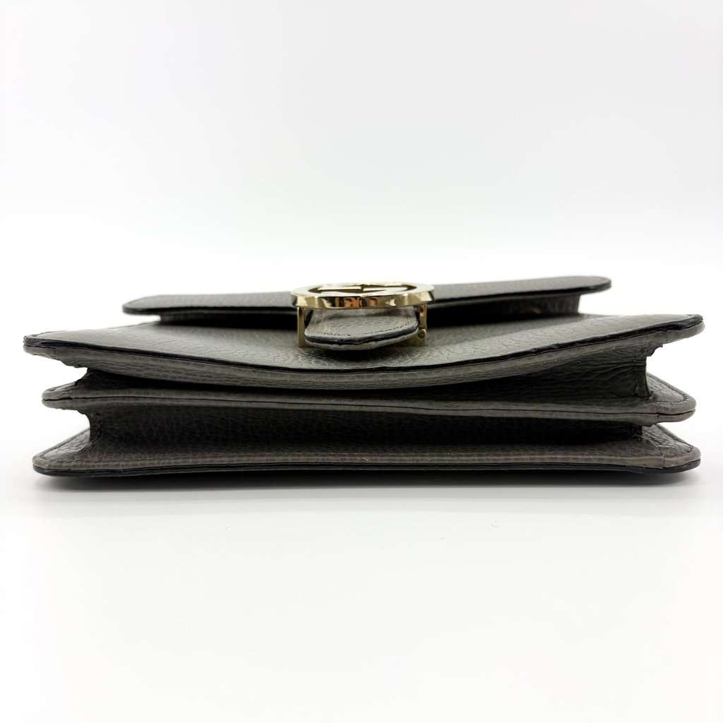 Gucci Interlocking G Chain Shoulder Bag Gray Gold Leather Fair - Box View