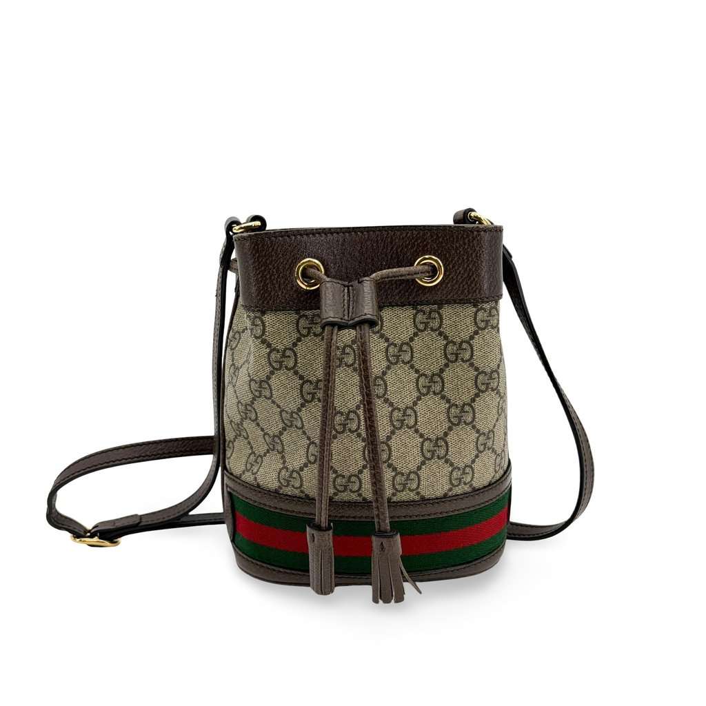 Gucci Ophidia GG Mini Bucket Bag Brown Beige Canvas Very good - Front View