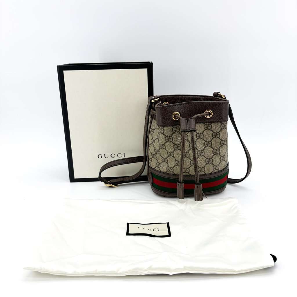 Gucci Ophidia GG Mini Bucket Bag Brown Beige Canvas Very good - Back View