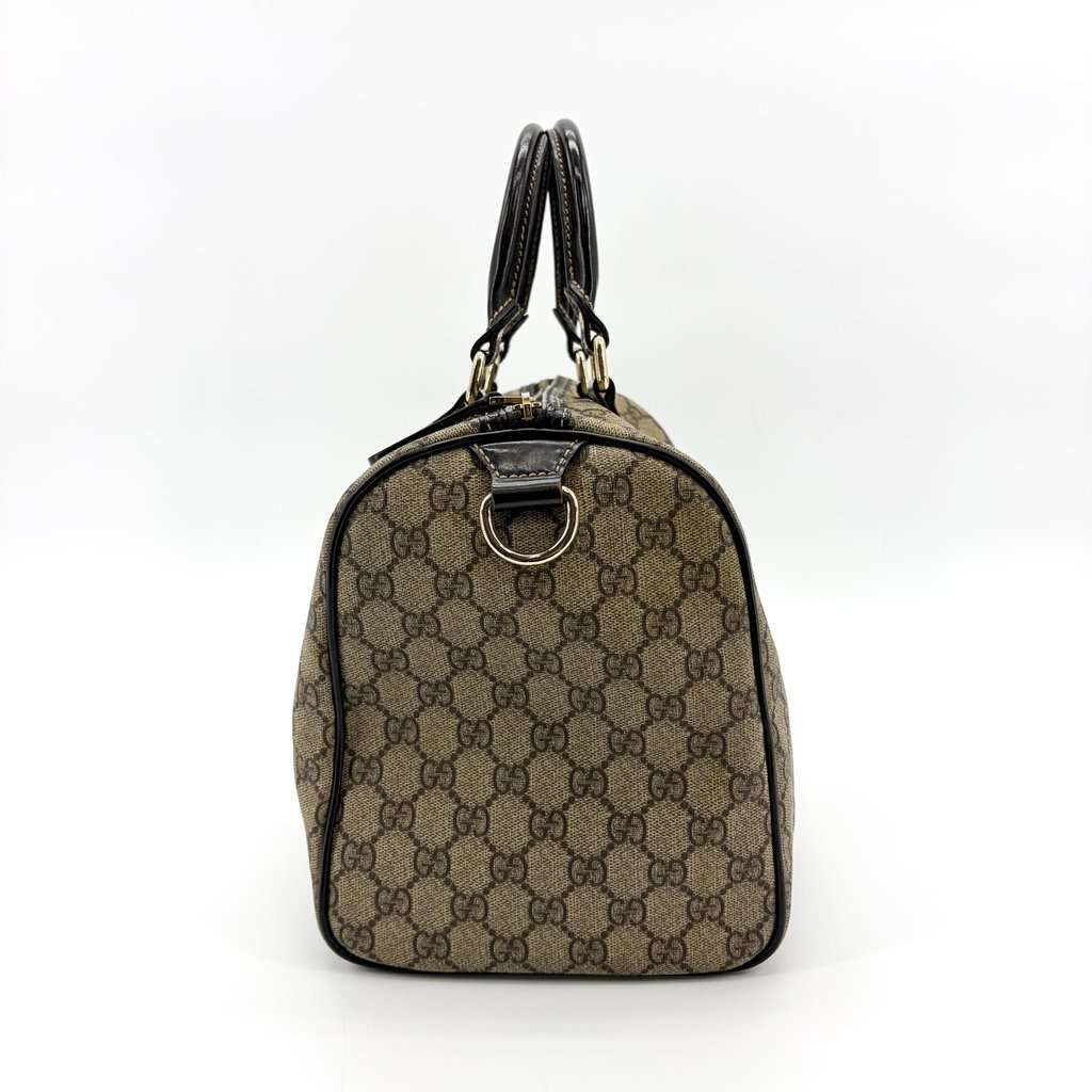 Gucci GG Supreme Joy Boston Bag Brown Black Beige Canvas Good - Box View
