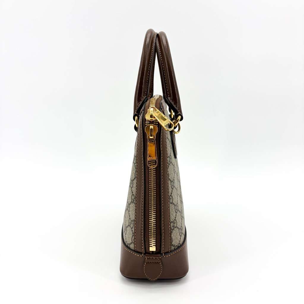 Gucci Horsebit 1955 Small Top Handle Bag Brown Beige Canvas Very good - Model View