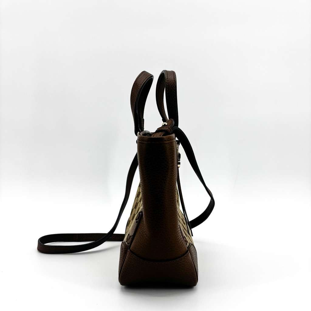 Gucci Bree GG Canvas Small Cross Bag Brown Beige Good - Model View