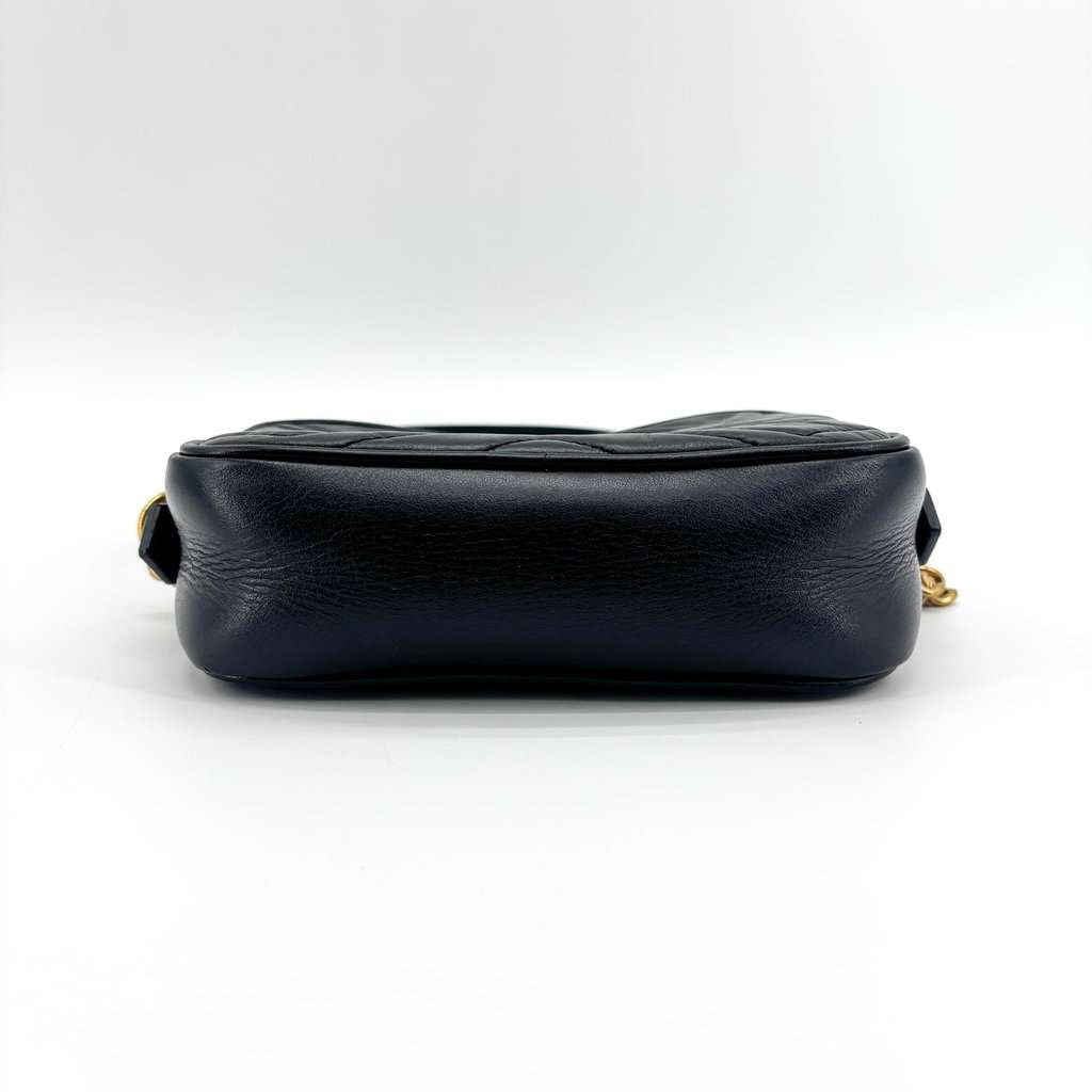 Gucci GG Marmont Small Matelasse Shoulder Bag Black Black Leather Fair - Box View