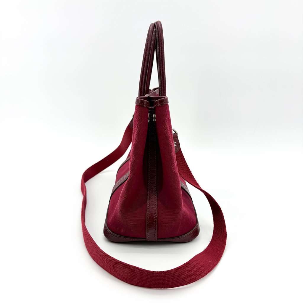Hermès Garden Party 30 TPM Bordeaux Canvas Leather Burgundy Canvas Fair - Inside View
