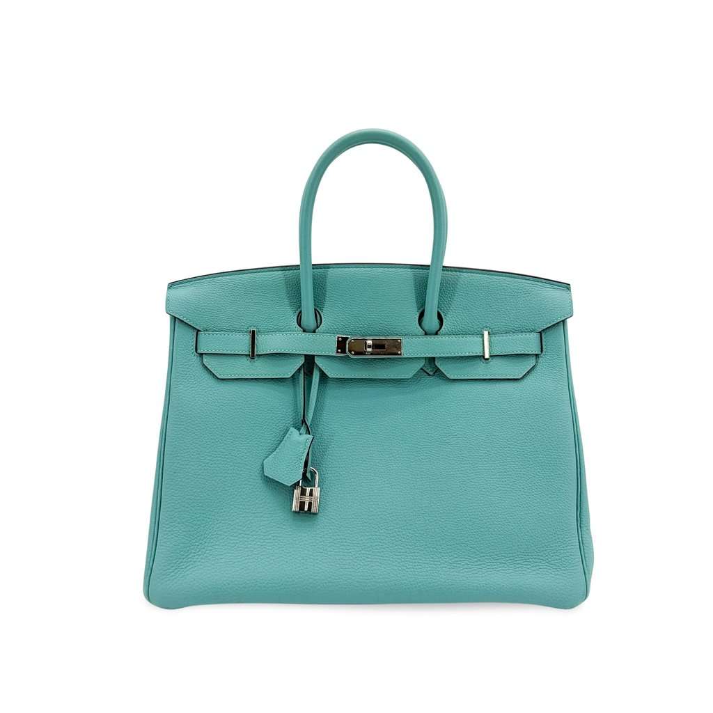Hermès Birkin 35 Togo Silver Turquoise Silver Leather Very good - Front View