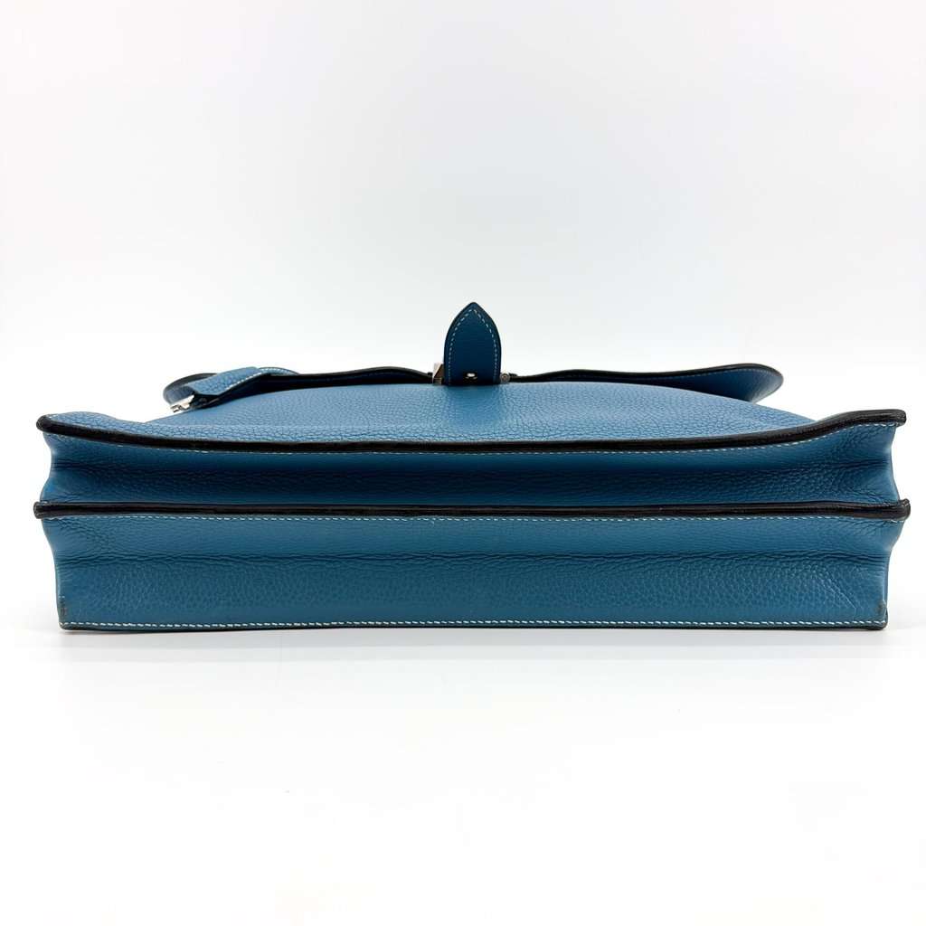 Hermès Sac à Dépèche 38 Blue Jeans Togo Silver Blue Leather Good - Box View