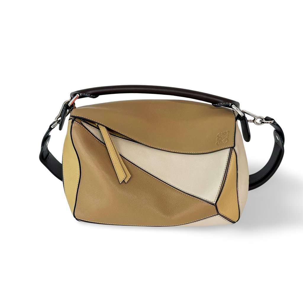 Loewe Small Puzzle Bag Soft Grain Calfskin Sand/Mink/Light Oat Beige Leather Very good - Front View