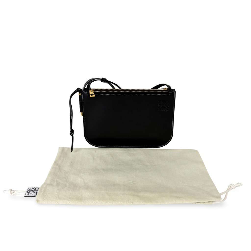 Loewe Hill Duo Bag Soft Calfskin Black Black Leather Good - Back View