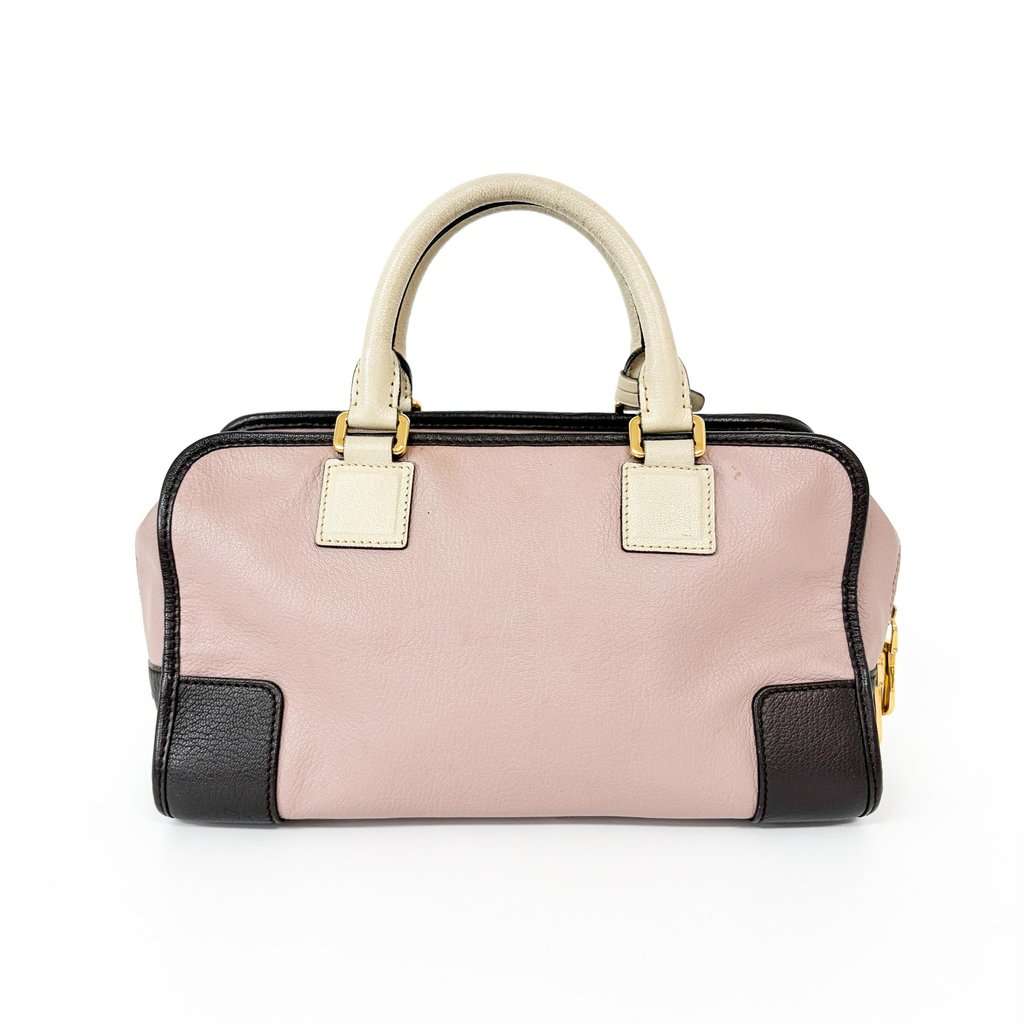 Loewe Amazona 28 Pink Cream Dark Brown MultiColor Leather Good - Inside View