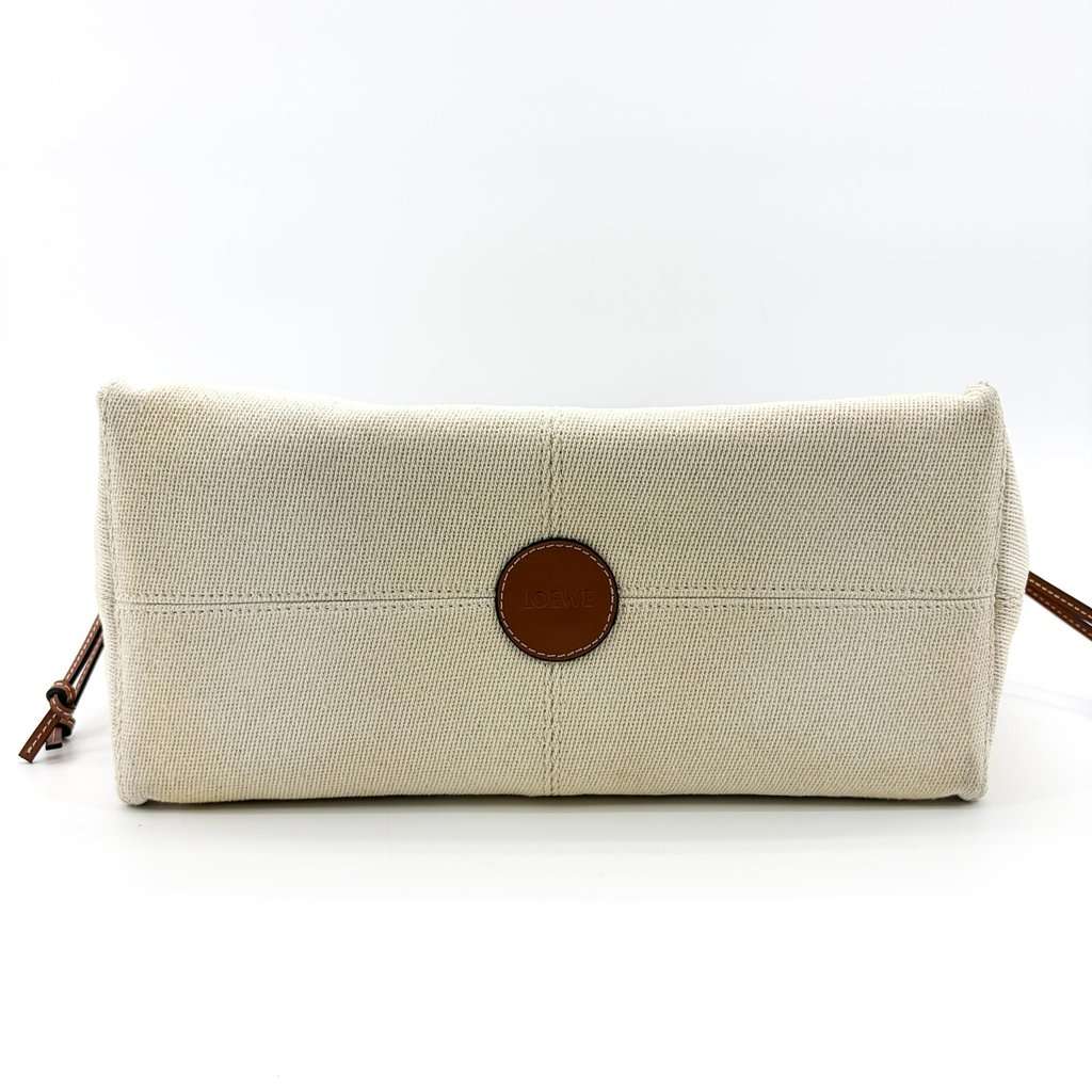 Loewe Small Cushion Tote Bag Ecru Tan Beige Canvas Good - Box View