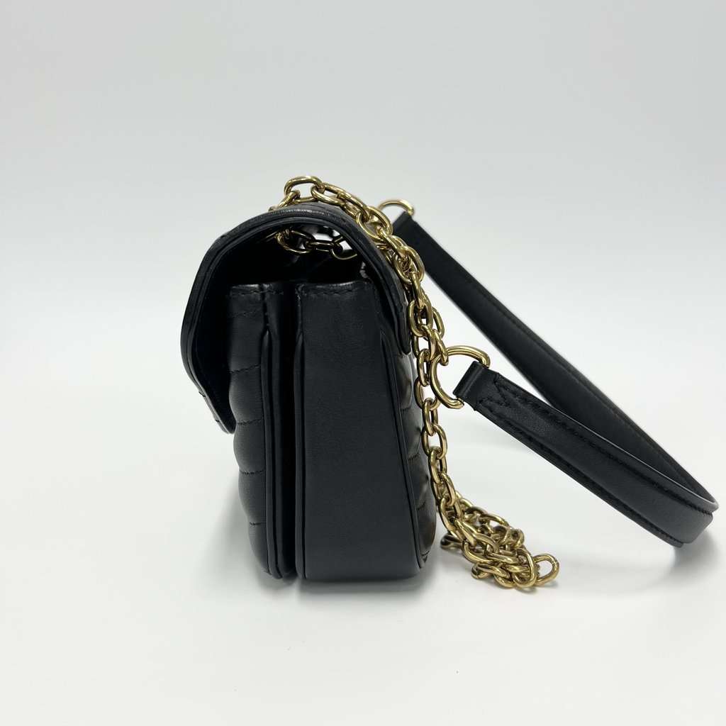 Louis Vuitton New Wave Chain Bag PM Black Black Leather Good - Model View