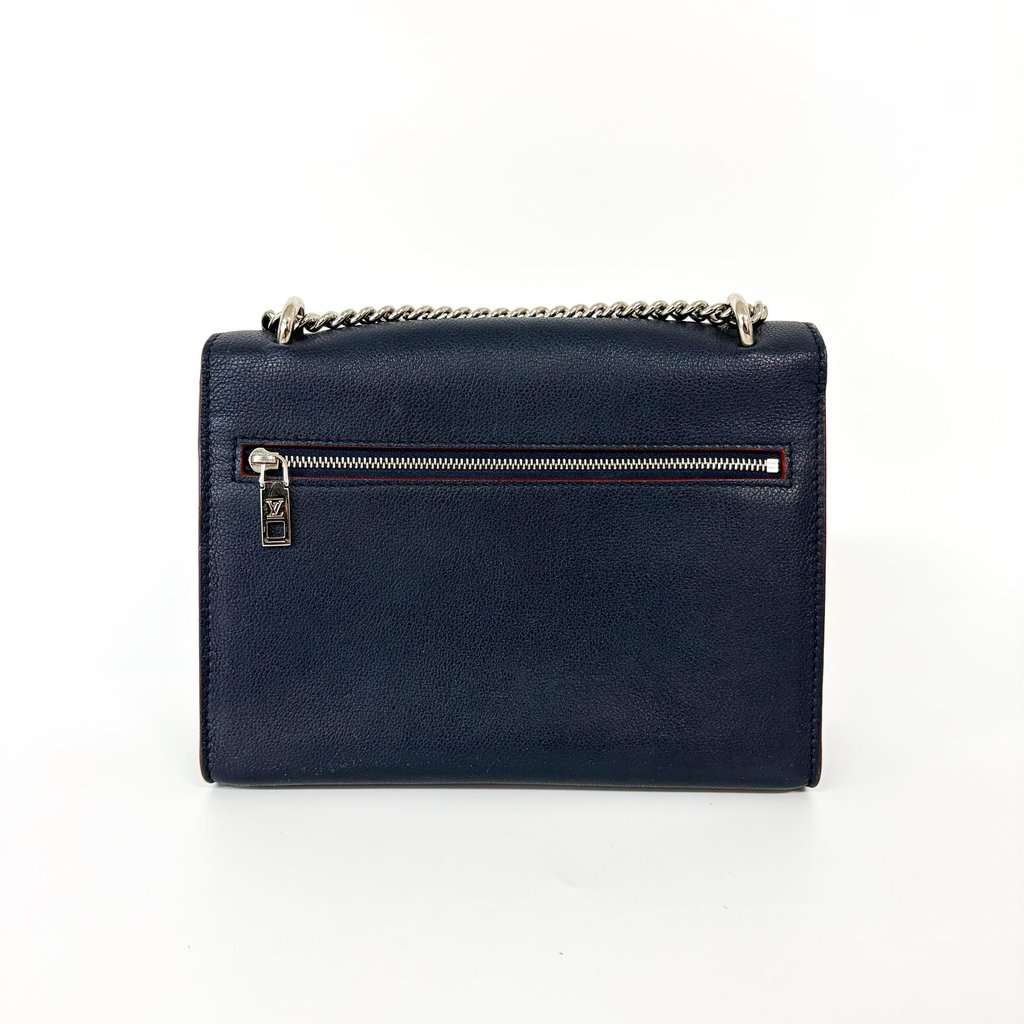 Louis Vuitton My Lock Me Chain Bag Navy Gold Leather Good - Back View