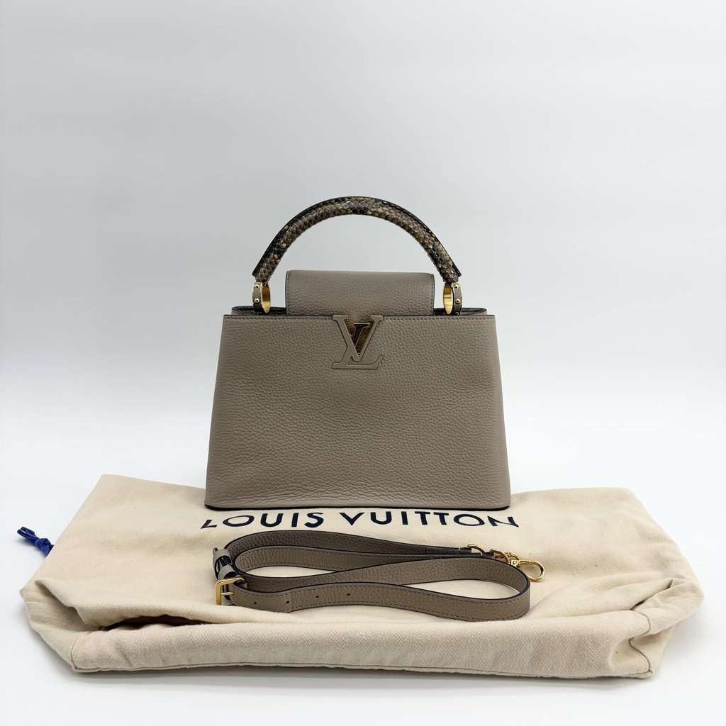 Louis Vuitton Capucines BB Gallé Torillon Python Handle Beige Leather Very good - Back View