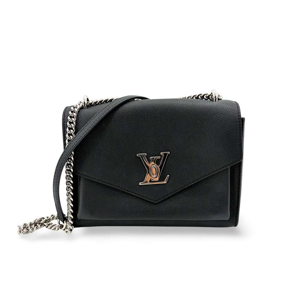 Louis Vuitton MyLockMe BB Chain Bag Black with Silver Hardware MultiColor Leather Very good - Front View
