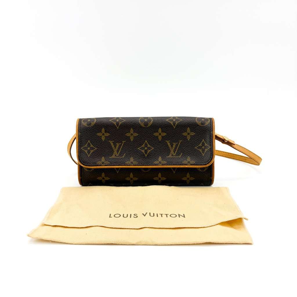 Louis Vuitton Monogram Pochette Twin GM Beige Canvas Good - Back View