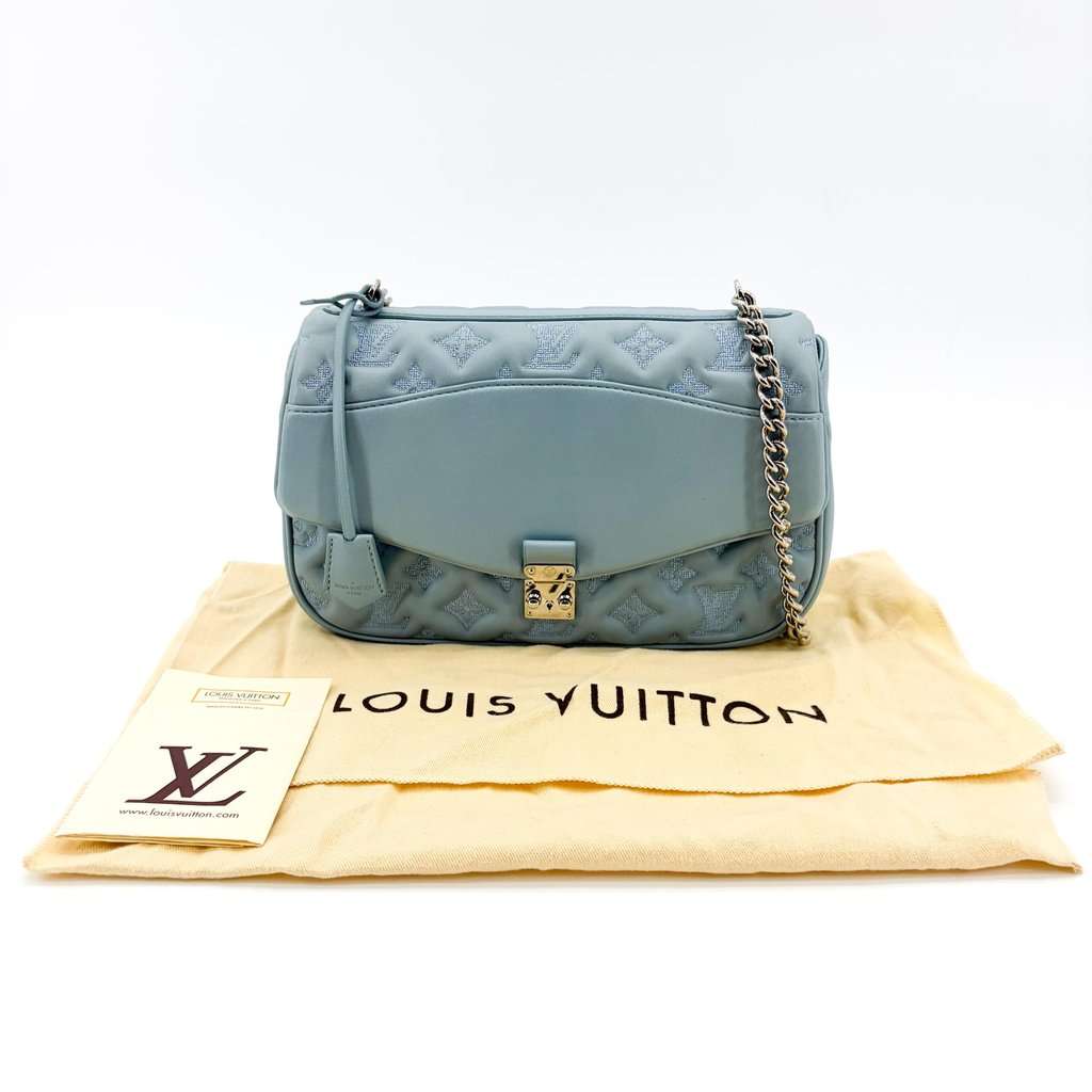 Louis Vuitton Monogram Quilted Marceau Sky Blue Silver Hardware Silver Leather Good - Back View