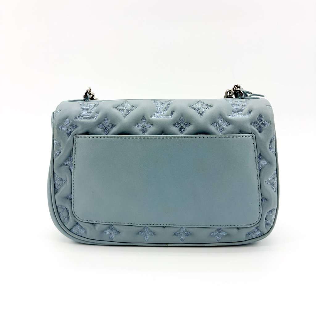 Louis Vuitton Monogram Quilted Marceau Sky Blue Silver Hardware Silver Leather Good - Inside View