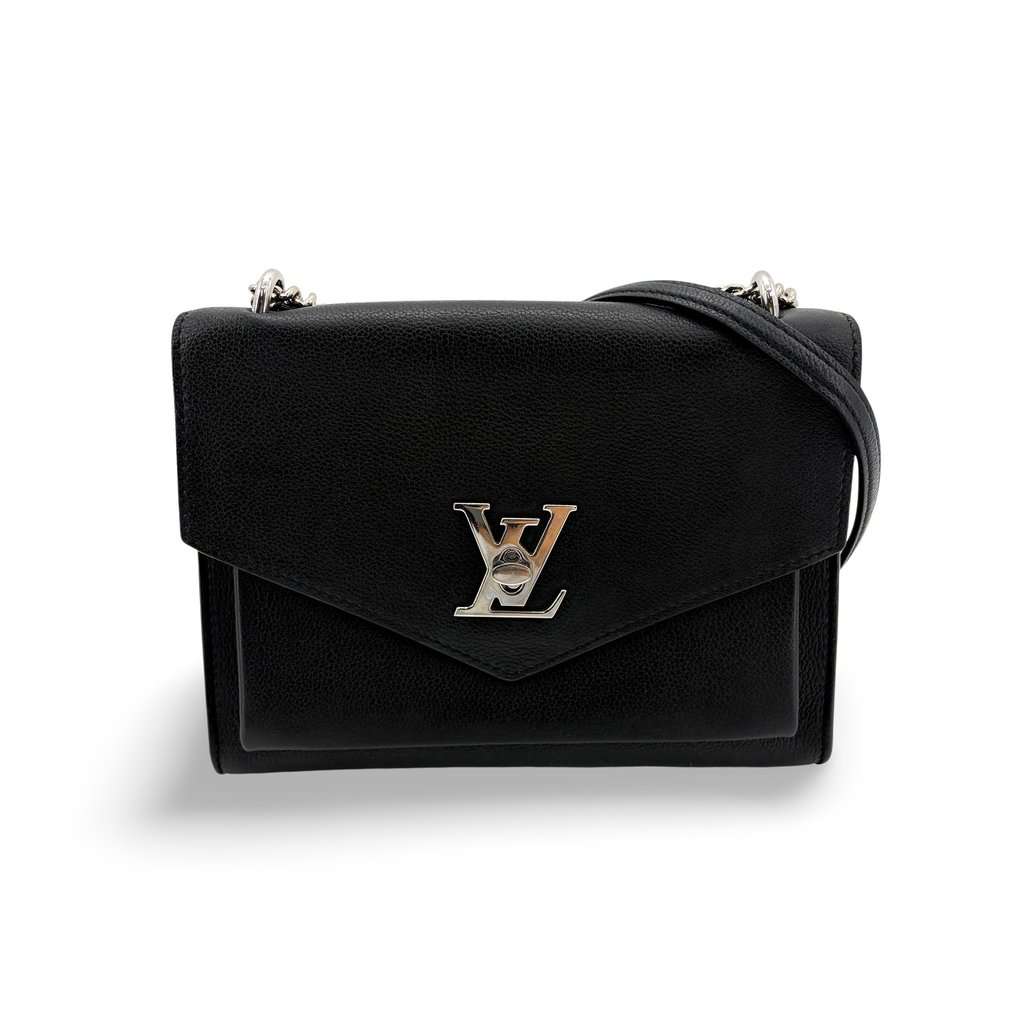 Louis Vuitton Lockme II Shoulder Bag Black with Silver Hardware Black Leather Good - Front View