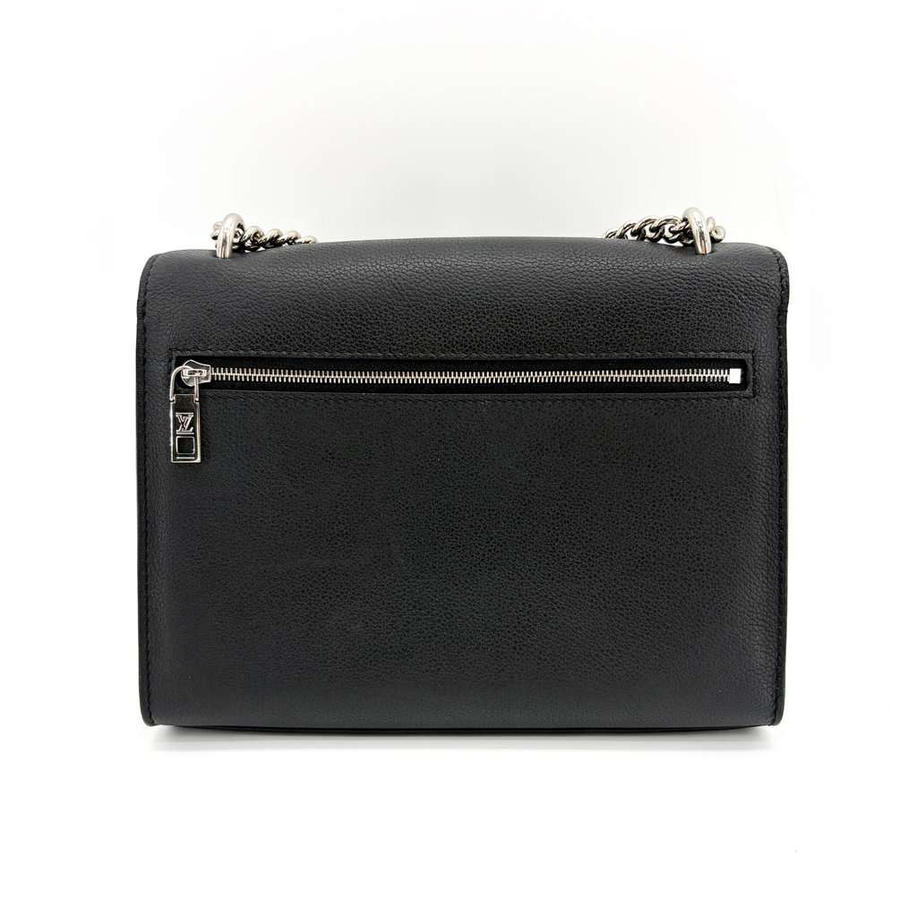 Louis Vuitton Lockme II Shoulder Bag Black with Silver Hardware Black Leather Good - Back View