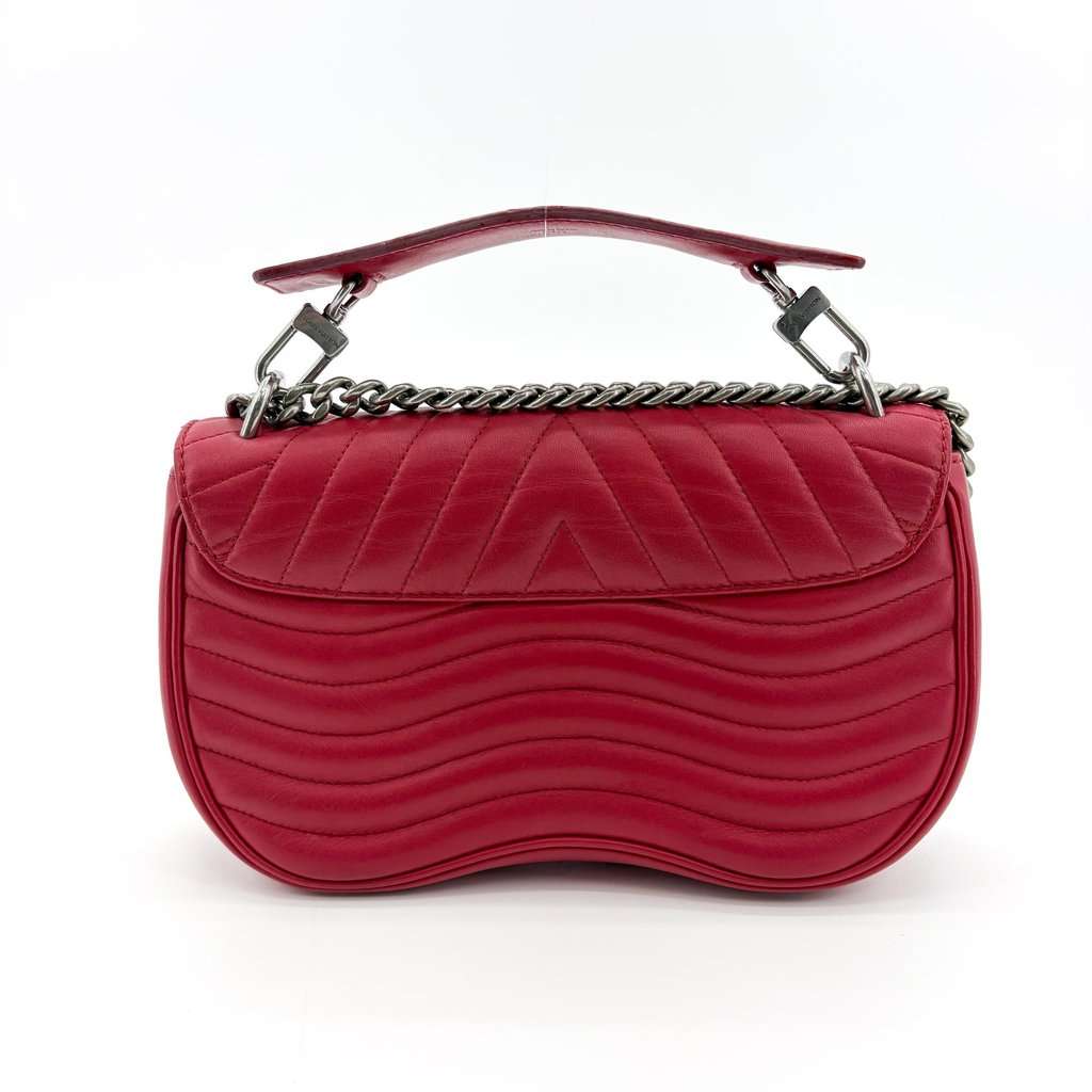Louis Vuitton New Wave Chain Bag MM Red Silver Hardware Red Leather Very good - Back View