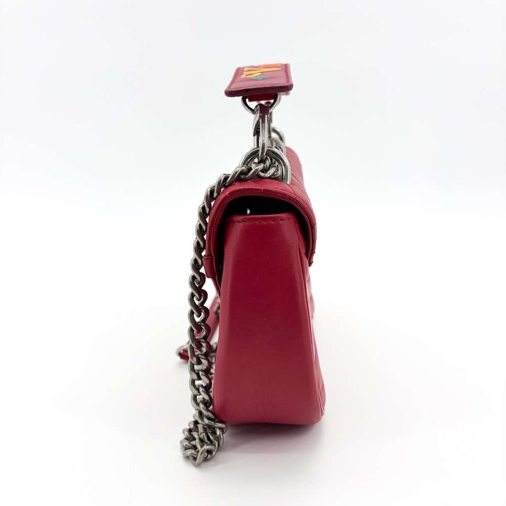 Louis Vuitton New Wave Chain Bag MM Red Silver Hardware Red Leather Very good - Inside View